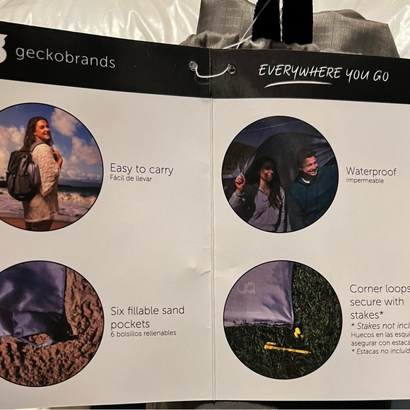 Geckobrands waterproof beach blanket. NWT - Picture 2 of 3
